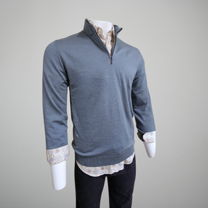 MERINO WOOL QUARTER ZIP SWEATER