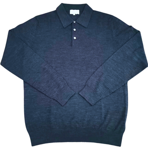 MERINO WOOL LONG SLEEVE POLO